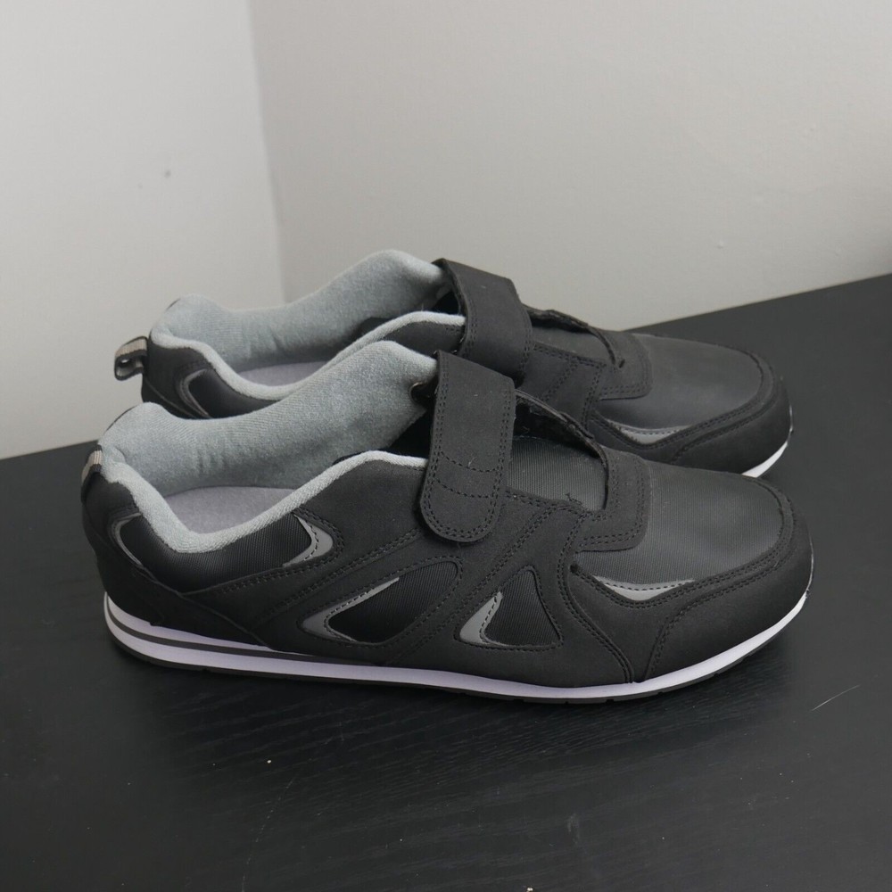 Omega Men's Comfort Zone Black Shoes with Hook & Loop Closure - Size 15